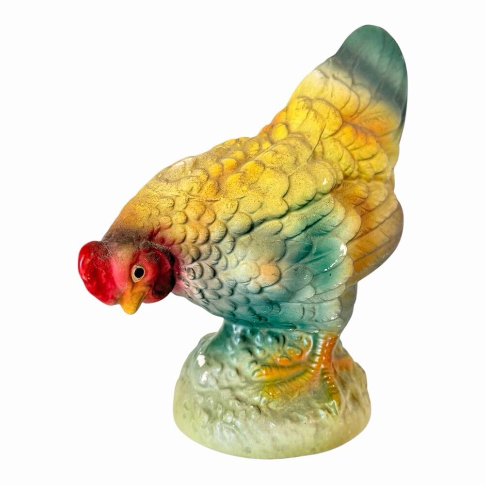 Vintage Victoria Ceramics Rooster Figurine Chicken Hand Painted MCM Japan 5"